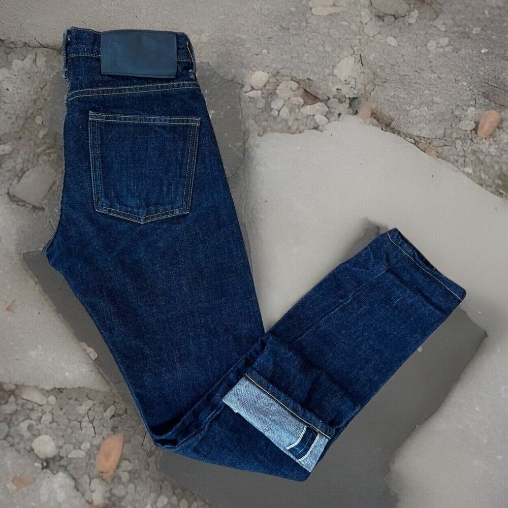 Naked & Famous Jeans 28 Blue Dark Wash Super Guy Slim Made in Canada Streetwear